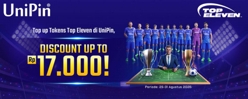 Top Up Tokens Top Eleven di UniPin, Dapat Diskon 10% hingga Rp17.000!